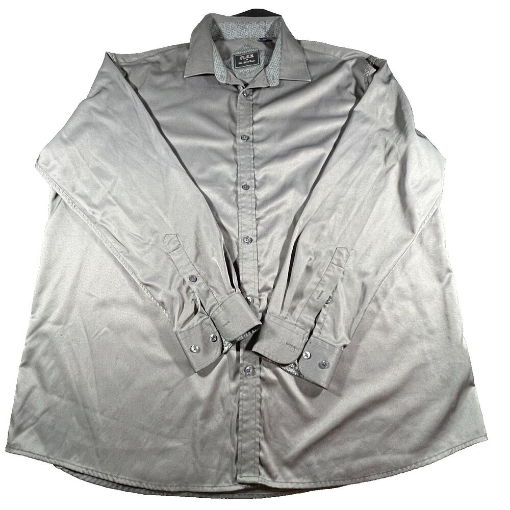 Men's Flex by Marc Anthony LS Gray Stretch Button Front Dress Shirt 2XL